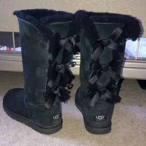 Three Bow Black Ugg Boots